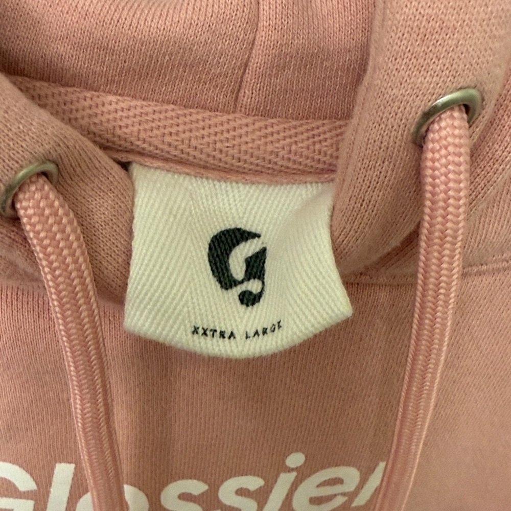 Glossier Dusty Pink Logo Hoodie XXL Blush New without Tags - Fancy Cute - Picture 2 of 9